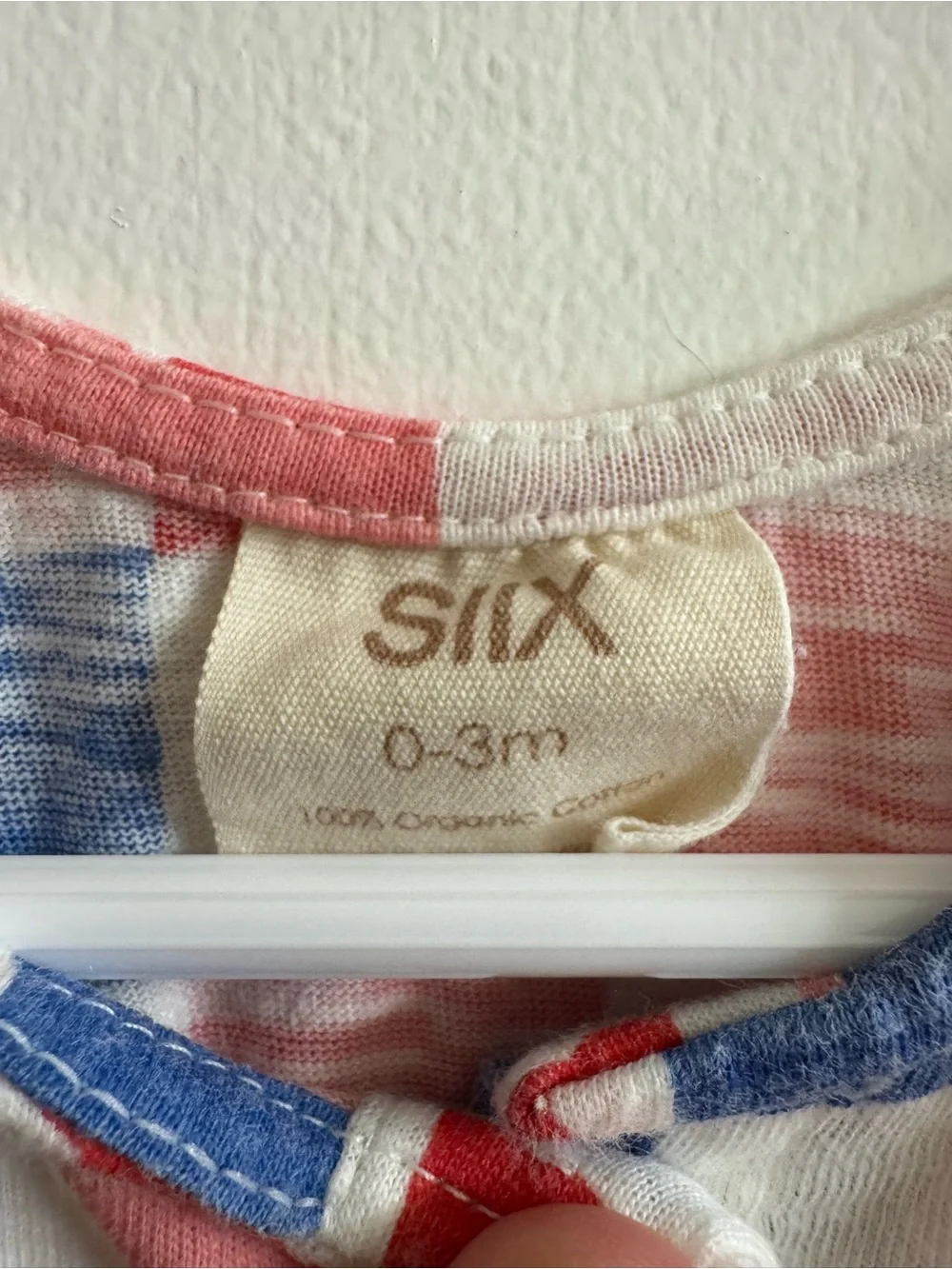 SIIX Pink, Red, White & Blue Star Check Baby Romper